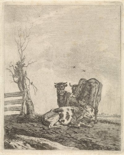 Landschaft mit drei Kühen von Pieter Janson