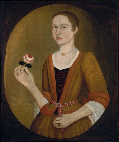 Junge Dame mit einer Rose von Pieter Vanderlyn