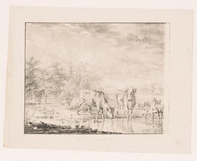 Kühe am Wasser von Pieter de Goeje (attributed to)