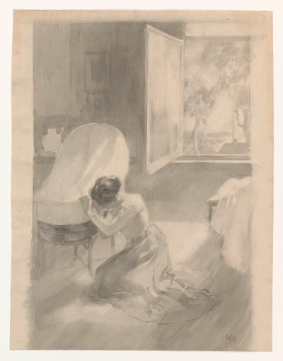 Mutter bei der Wiege von Pieter de Josselin