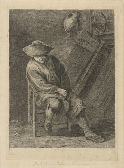 Sitzender Bauer mit Krug von Pieter de Mare