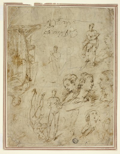 Skizzen von Figuren und Köpfen von Pieter de Molijn