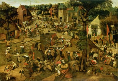 Jahrmarkt mit Theateraufführung von Pieter the Younger Brueghel