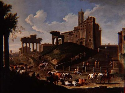 Capriccio-Ansicht des Campo Vacchino von Pieter van Bloemen