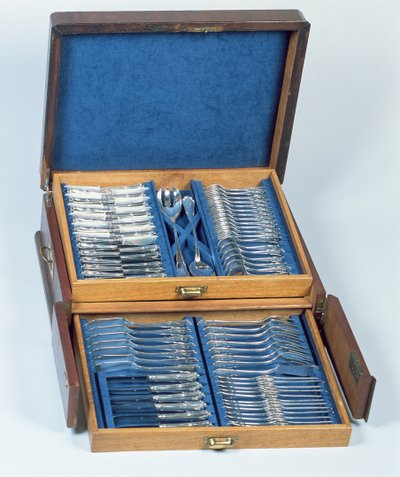 Set von Meeresfrüchtebesteck (Silber) von Polish School