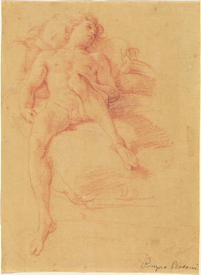 Männlicher Akt, liegend auf einem Bett von Pompeo Batoni