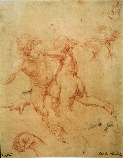 Zwei fliegende Putti, Studie von Pompeo Batoni