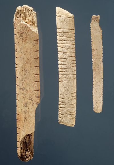 Drei verzierte Knochen von Prehistoric