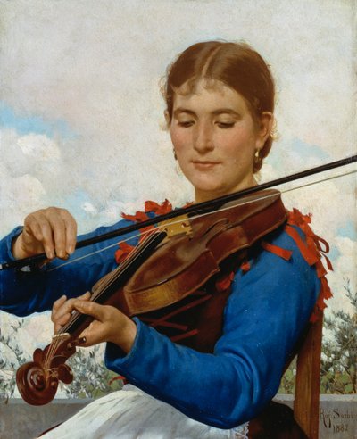 Mädchen spielt Geige von Raffaello Sorbi