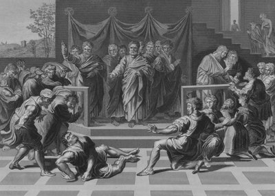 Der Tod des Ananias (Gravur) von after Raphael