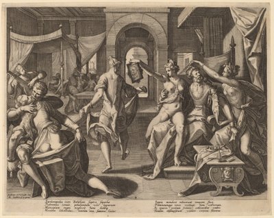 Sardanapalus unter den Konkubinen, 1589 von Raphael Sadeler