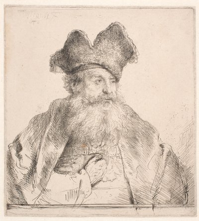 Alter Mann mit Pelzmütze von Rembrandt van Rijn