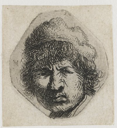 Selbstporträt mit finsterem Blick von Rembrandt van Rijn