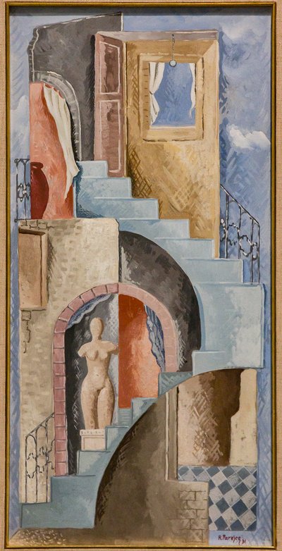 Statue und Treppe von Renato Paresce