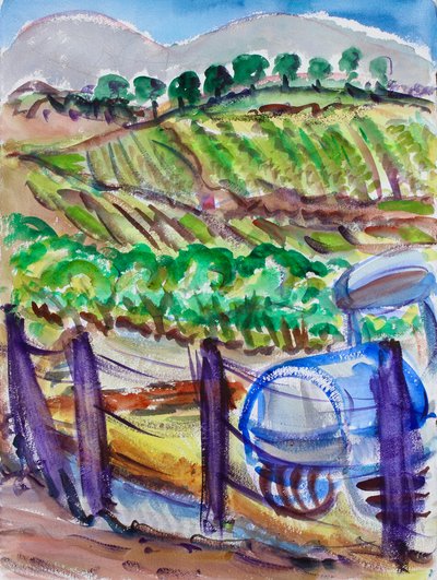 Blauer Traktor, Napa Valley, 2017 von Richard Fox