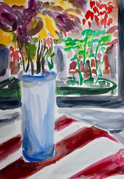 Blauer Vase und Fensterkasten von Richard Fox