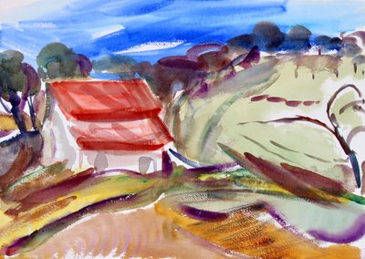 Haus mit rotem Dach, Sonoma, 2018 von Richard Fox