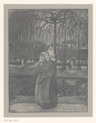 Huizer Mädchen bei einem Teich von Richard Nicolaüs Roland Holst