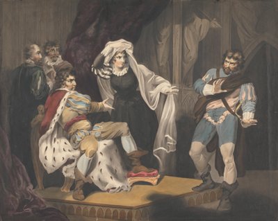 Theaterfiguren um einen Thron von Richard Westall