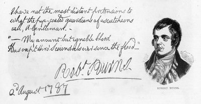 Handschrift und Unterschrift von Robert Burns, 1787 von Robert Burns