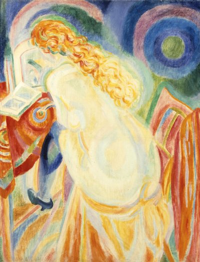 Weiblicher Akt beim Lesen von Robert Delaunay