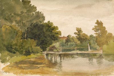 Reflexionen in einem bewaldeten Teich von Robert Hills