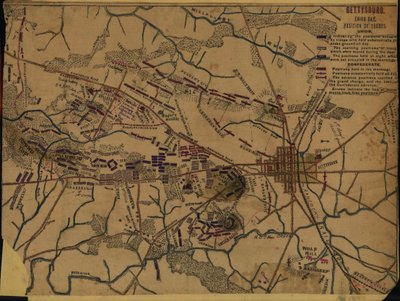 Gettysburg dritter Tag. Position der Truppen von Robert Knox Sneden