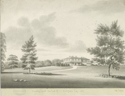 Moseley Court: Sepiawaschzeichnung, 1837 von Robert Noyes
