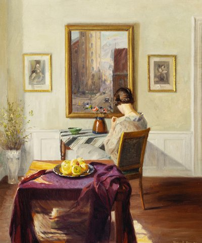Eine Frau in einem Innenraum von Robert Panitzsch