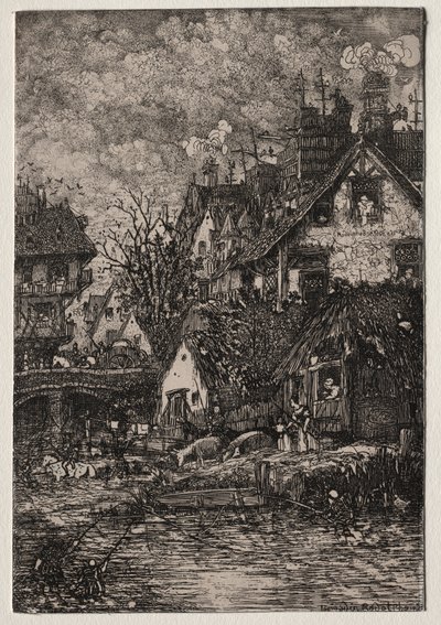 Eingang zu einem Dorf, 1861 von Rodolphe Bresdin
