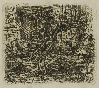 Innenraum eines Bauernhauses von Rodolphe Bresdin