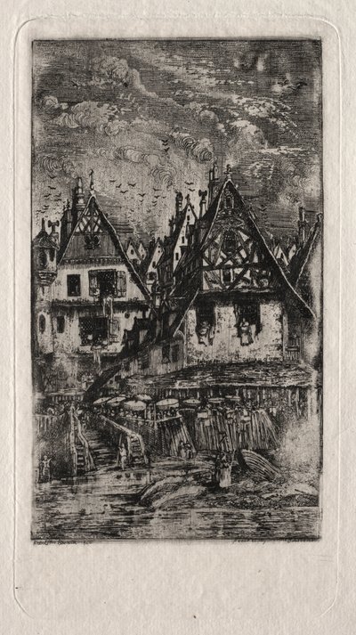 Marktplatz mit Sonnenschirmen von Rodolphe Bresdin