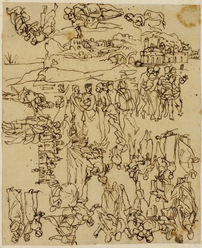 Blatt mit Skizzen: Das Leben Christi von Rodolphe Bresdin
