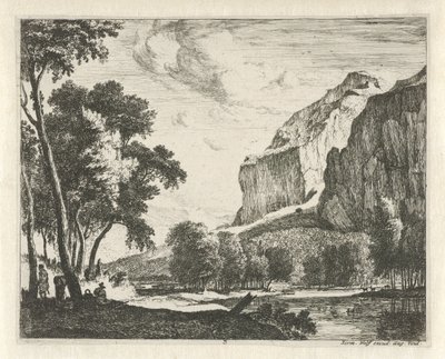Flusslandschaft mit Felsen von Roelant Roghman