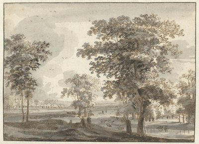 Waldlandschaft mit Hirten am Fluss von Roelant Roghman
