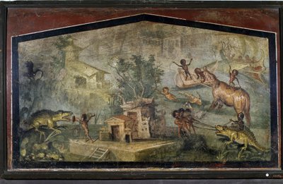 „Pygmäen jagen Krokodile und Elefanten“ aus Pompeji von Roman