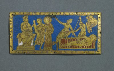 Verdammung und Martyrium des Heiligen Laurentius, ca. 1180 von Romanesque