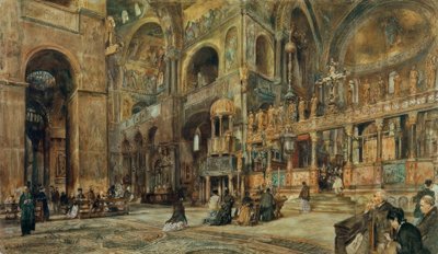 Innenansicht der Markuskirche in Venedig von Rudolf von Alt