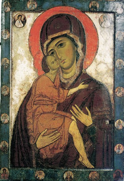 Die Jungfrau von Belozersk, frühes 13. Jahrhundert von Russian icon.