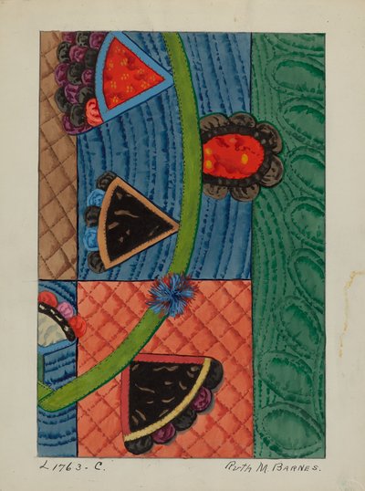 Bettdecke Applikations-Quilt, ca. 1936 von Ruth M Barnes