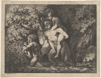 Satyrfamilie, unterwegs, 18. Jahrhundert von Salomon Gessner
