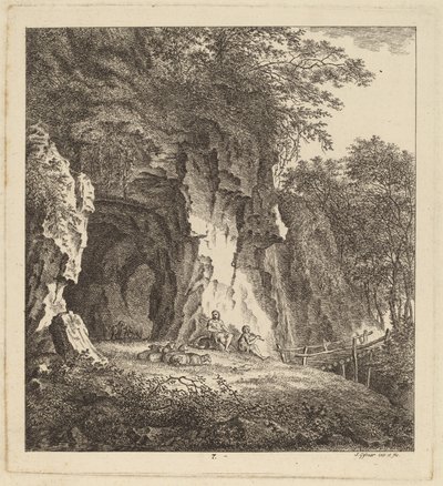 Zwei Hirten in einer felsigen Landschaft von Salomon Gessner
