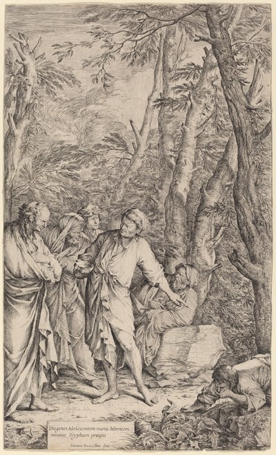 Diogenes wirft seine Schale weg von Salvator Rosa