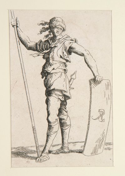 Soldat mit Lanze und Schild von Salvator Rosa