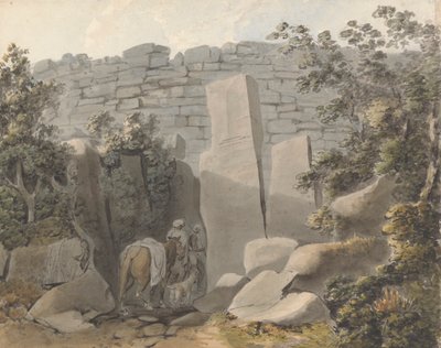 Einheimischer und Reiter bei einer Ruine von Samuel Davis