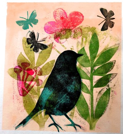 Vogel und Schmetterling, 2019 von Sarah Thompson Engels