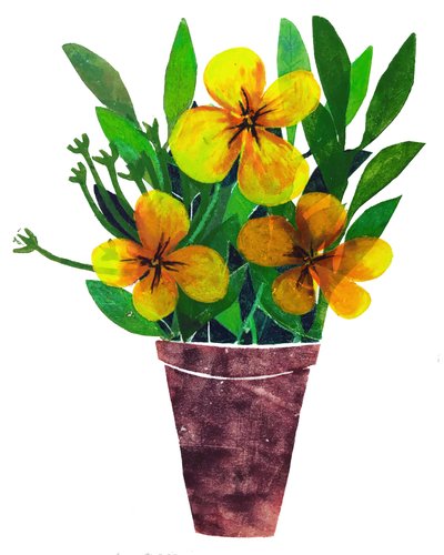 Gelber Blumentopf, 2019 von Sarah Thompson Engels