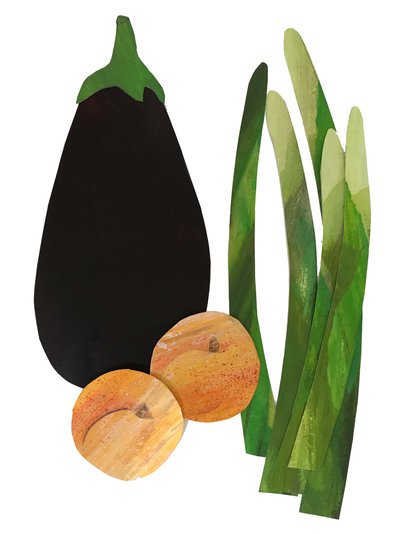Spargel, Aprikosen, Aubergine von Sarah Thompson Engels