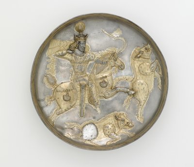 Teller, 4. Jahrhundert (Silber & vergoldet) von Sasanian School