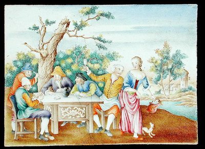 Eine Famille-Rose-Plakette, ca. 1740 von School Chinese